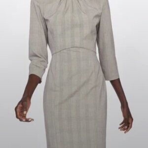 Zara Plaid Brown 3/4 Sleeve Sheath Dress - Size - XS